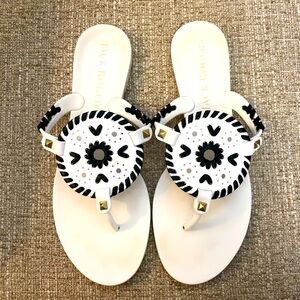 Jack Rogers Georgica Jelly Thong Sandals in White Black size 7